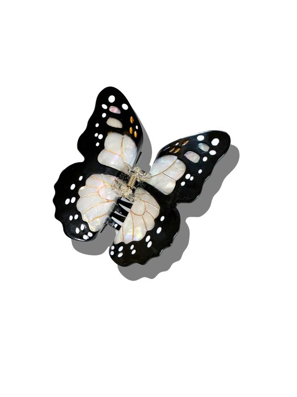 Hand-painted Monarch Butterfly Claw Hair Clip | Eco-Friendly: White Fashion