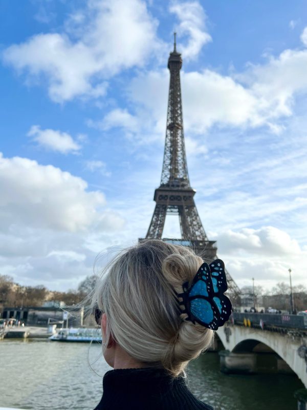 Hand-painted Monarch Butterfly Claw Hair Clip | Eco-Friendly: White Fashion