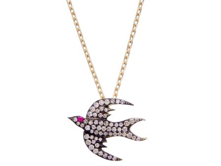 CHAMPAGNE DIAMOND BIRD NECKLACE SMALL MINI Fashion