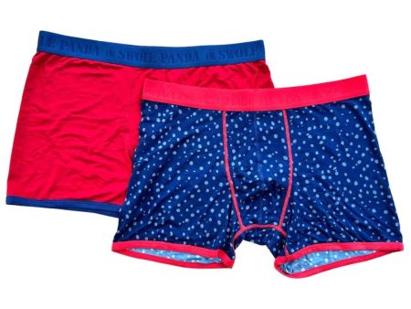 2 Pack Red & Blue Boxers with Grey Spots Online Hot Sale